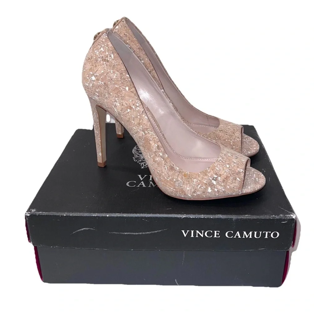 Vince Camuto NEW Cork Peep Toe 4” Heels Sz 7